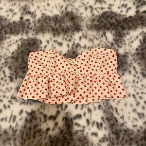 Zara Red Polka Dot Bustier Top